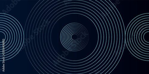 Obraz na plátně Blue abstract background with glowing circles