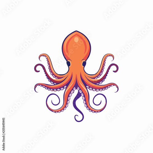 Stylized Orange Octopus Illustration