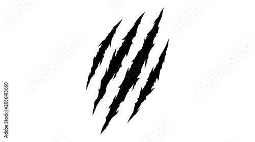 Black claw marks on white background.