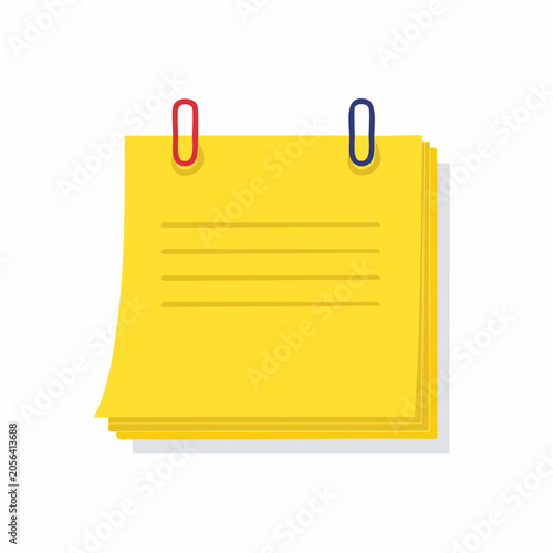 Yellow Sticky Notes with Paper Clips