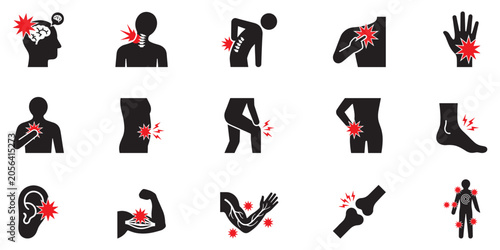Photos Body pain icon set