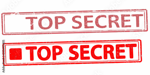 Tableau sur toile Top Secret Rubber Stamp Vector Distressed Red Ink On White Background