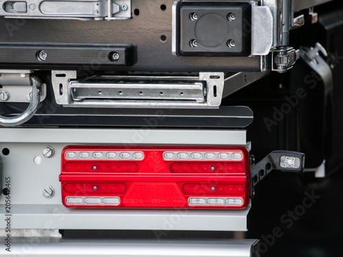 Industrial vehicle component with bright red LED lights