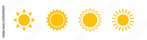 Yellow sun icons set on white background vector illustration