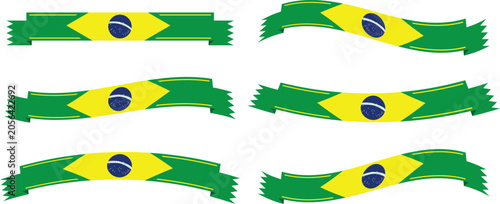 Foto Brazil Flag Wave Ribbon Collection with Dynamic National Banner Strips and Patri