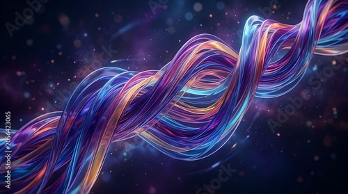 Vibrant colorful wave structure in space with abstract braid pattern