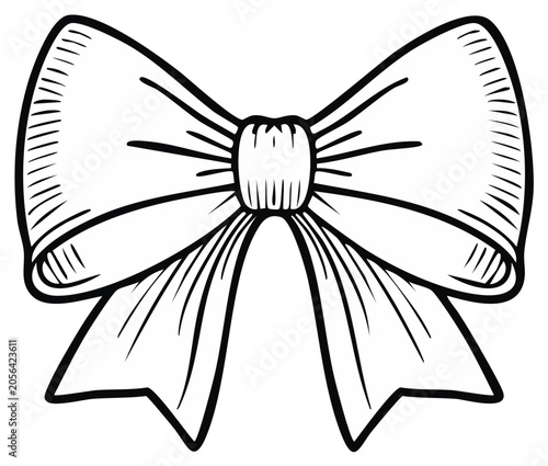 Hand Drawn Black and White Bow Illustration Simple Elegant Decoration
