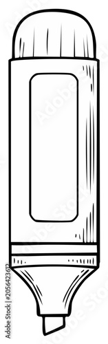 Black and white hand drawn highlighter marker pen illustration