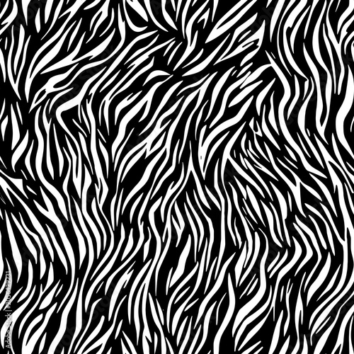 Photography zebra animal skin seamless pattern, black and white safari texture textile