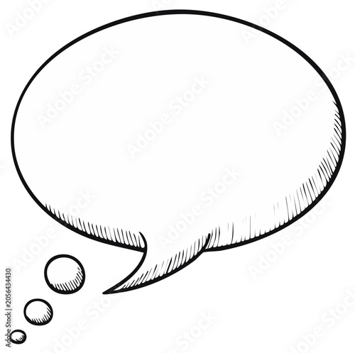 Empty Hand Drawn Speech Bubble and Thought Bubbles Comic Style Sketch