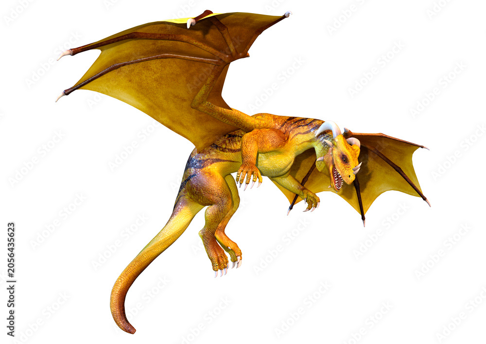 Fototapeta premium 3D Rendering Fairy Tale Dragon on White