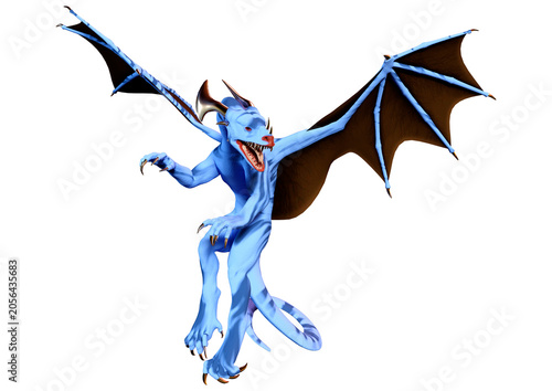 3D Rendering Fairy Tale Dragon on White
