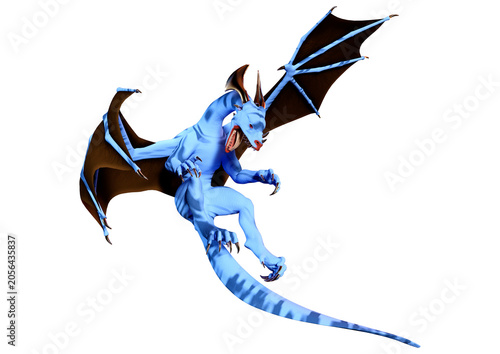 3D Rendering Fairy Tale Dragon on White
