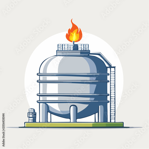 Industrial Storage Tank with Flare Stack
