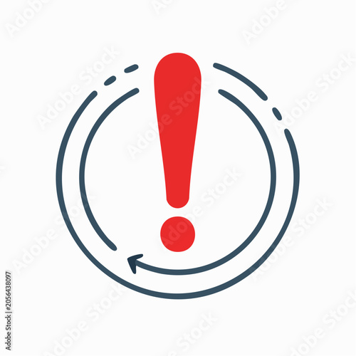 Red Exclamation Mark Inside Circular Arrow Icon