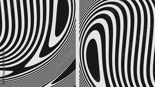 Foto Abstract black and white wavy lines background with noise texture