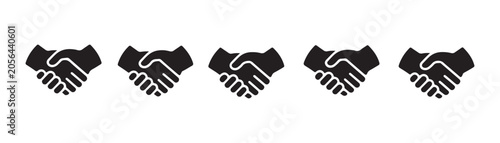 Картината върху платно Clean handshake silhouettes showing diverse finger placement and grip styles for agreement icon collection