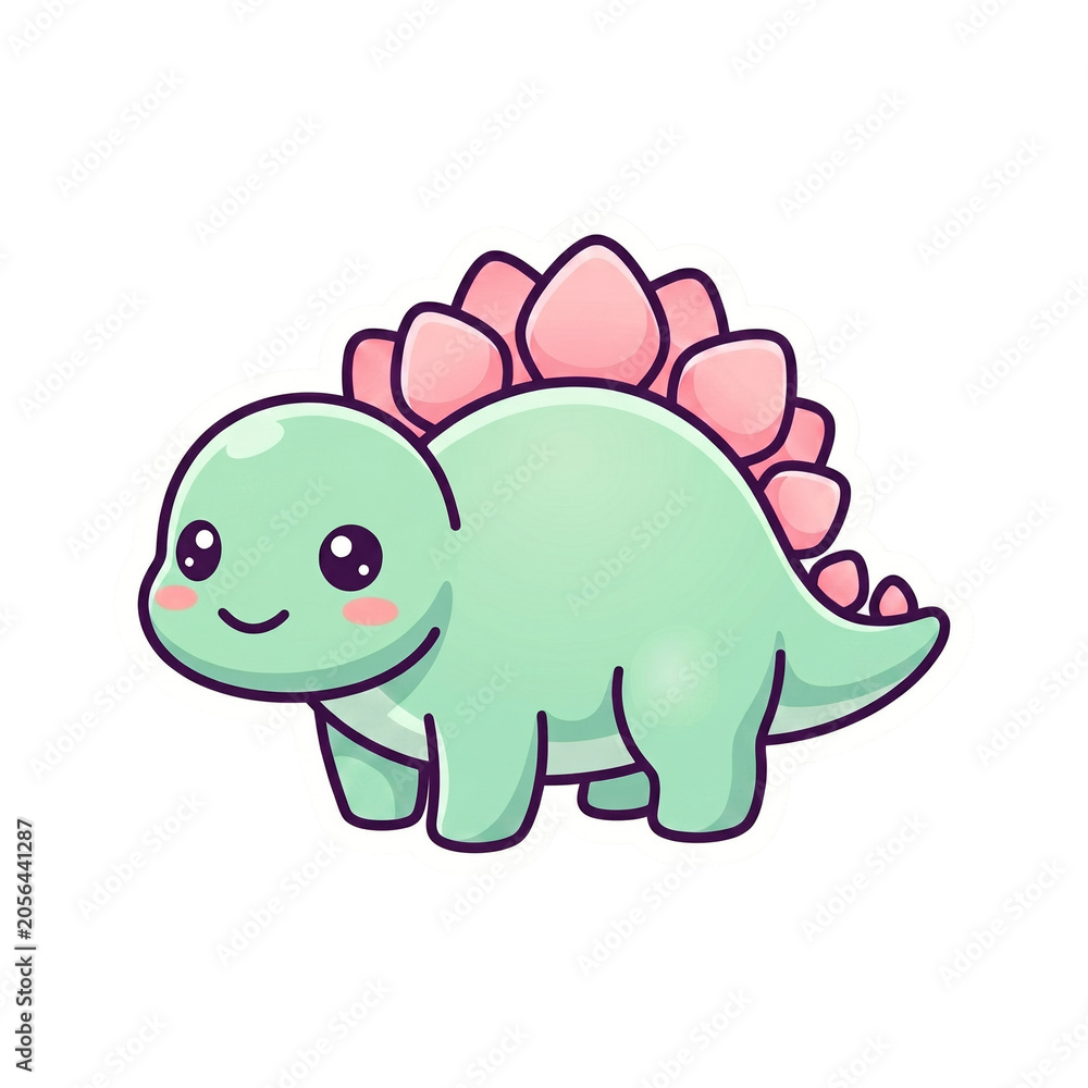 Fototapeta premium Stegosaurus Dinosaur Cute Prehistoric Character Sticker Illustration