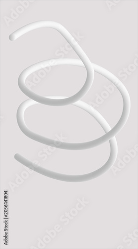 Abstract 3D White Ribbon Curve on Minimal Gray Background	