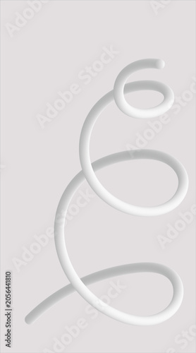 Abstract 3D White Ribbon Curve on Minimal Gray Background	