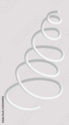 Abstract 3D White Ribbon Curve on Minimal Gray Background	