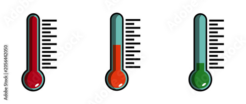 Foto Ilustración de termómetro de temperatura alta, media y baja