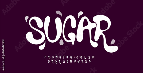 Groovy Font Bouncy Logo Alphabet Fun Summer Letter Set Bubble Typography, Comic Typographic Design for Music Fest Text, Carnival Loud Headline, Fresh Juicy Title, Cartoon Fonts. Vector Typeface.