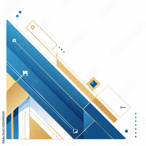 Abstract Geometric Design with Blue and Gold Diagonal Lines