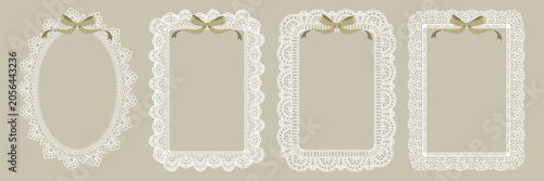Coquette bow frame set, vintage romantic decorative border, Elegant grandmillennial and whimsical style element with cute ribbons. perfect for baby shower , wedding invitation cards, scrapbooking.