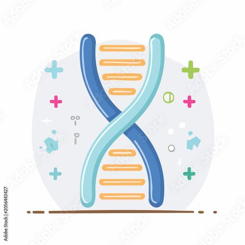 DNA Helix Icon with Medical Symbols