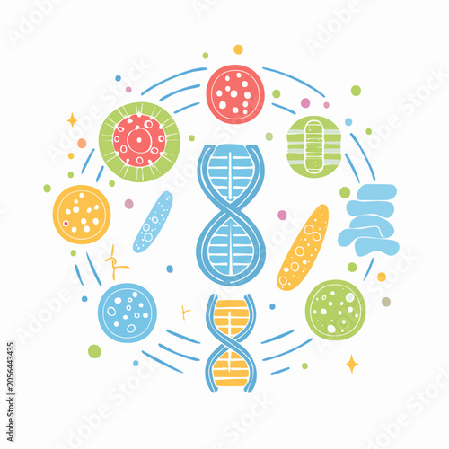 DNA and Microorganism Illustration