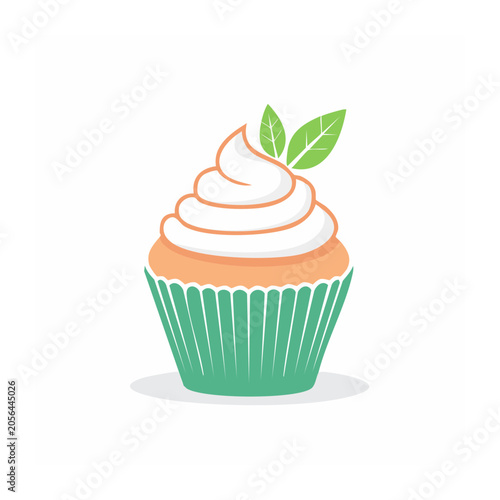 Cartoon ice cream cone with sprinkles and mint