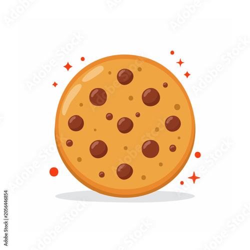Flat design cookie with chocolate chips and sprinkles