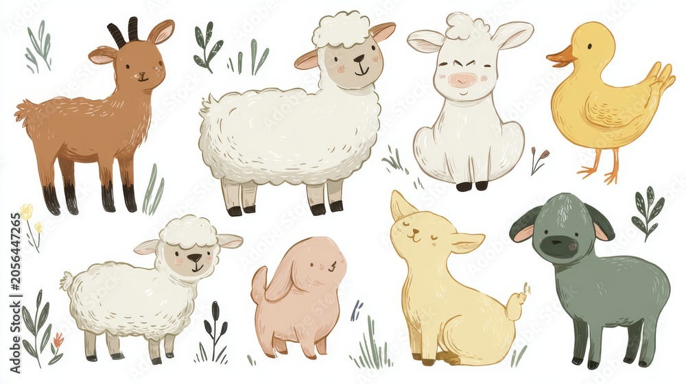 Fototapeta premium cute clipart sticker pack 