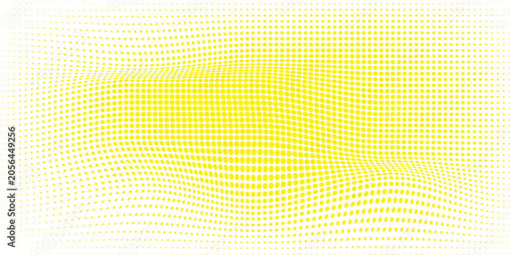 Fototapeta premium Abstract Yellow Halftone Dotted Background With Blue Accent and Radial Gradient Texture