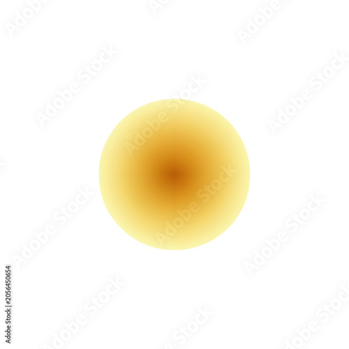 A glowing circular element featuring a vibrant yellow to amber gradient with blurred soft edges against a transparent background, serene abstract light atmosphere