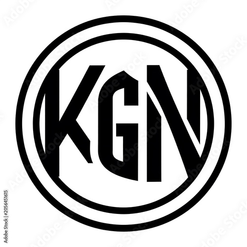 A black and white logo with the letters KGN in the center