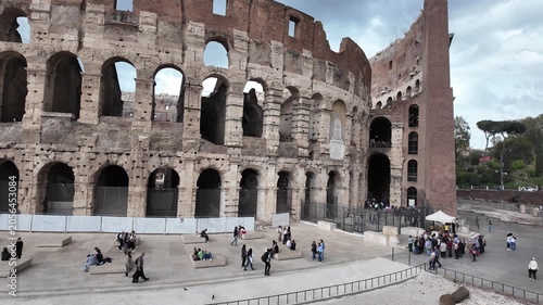 Cinematic Slow Motion View Of The Colosseum In Rome At Sunset