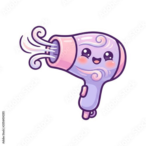 Hair Dryer Beauty Salon Personal Care Professional Styling Tool Kawaii Design Illustration