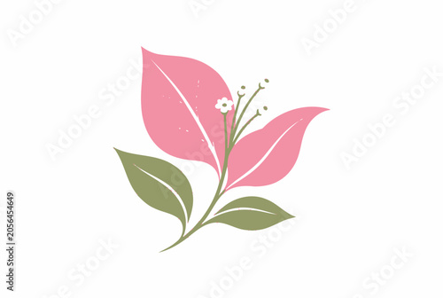Tableau sur toile Minimalist bougainvillea branch with pink bracts and white flowers