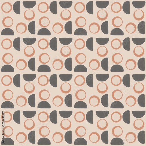Terracotta Geometric Circle Seamless Mid Century Pattern