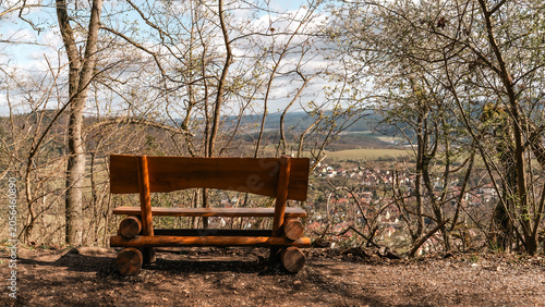 Wooden Bench With Scenic Valley View
