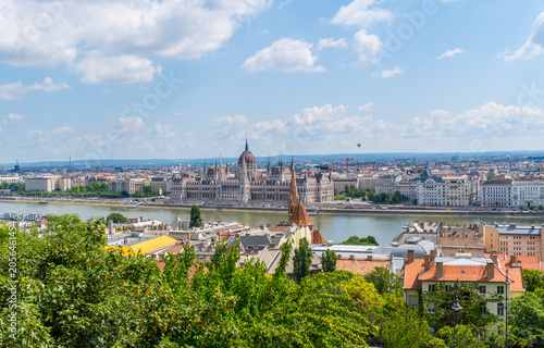 Panoramic aerial view of Budapest, Hungary seen from Fisherman's Bastion