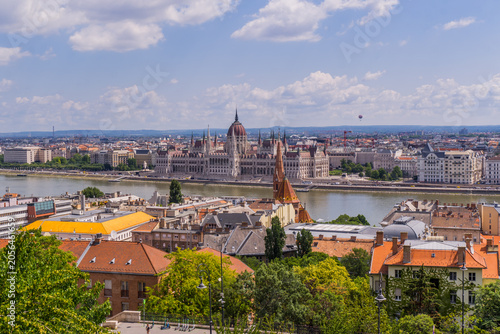 Panoramic aerial view of Budapest, Hungary seen from Fisherman's Bastion