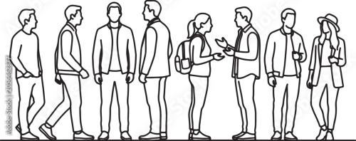 Obraz Modern Architectural Entourage Vector Outline Scale Figures Collection