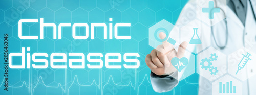 Doctor touching an icon on a futuristic interface -