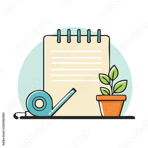 Flat design recycling bin with plant and symbol