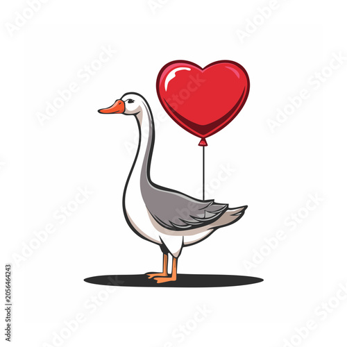 Minimalist love heart swan vector