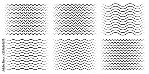 Billede på lærred Wave line and wavy zigzag pattern lines