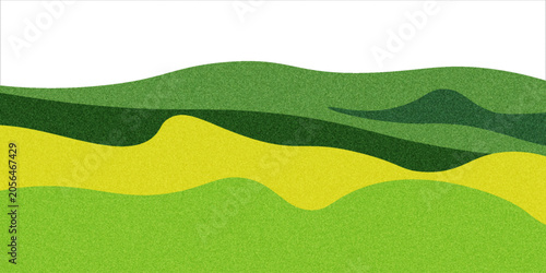 Konstfotografi Green and Yellow Rolling Hills Abstract Landscape Illustration With Layered Text